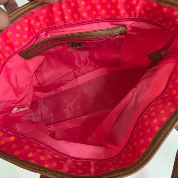 GAL Red Polka Dot Tote Bag with Brown Accents - Picture 5 of 5